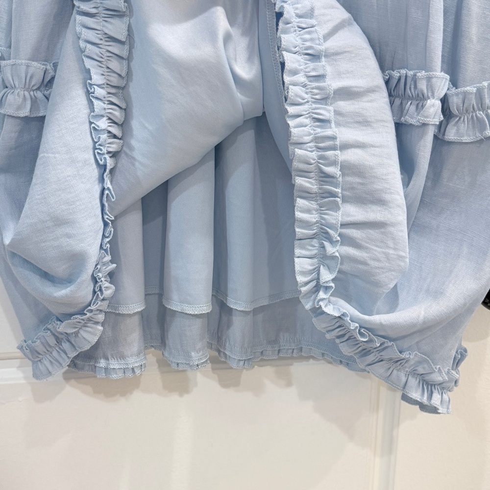 Light Blue Ruffled Mini Dress - Picture 9 of 9